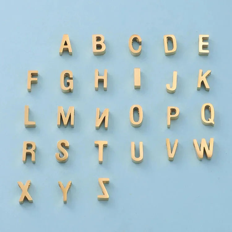 G1998 Wholesale Stainless Steel Alphabet PVD 18K Gold Plated Initial 26 English Letter Charm for Jewelry Making