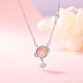 Custom Resin and Ashes Simple Tassel Star 925 Sterling Silver Jewelry Pink Shell Planet Round Pendant Necklace for Women