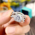 2pcs Bridal Rings Set Fashion Classic Silver Plated Cross Zirconia Jewelry Rings Set for Wedding Party Women