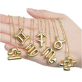 Real 18K Gold Plated Copper Hip Hop Chubby Zodiac Necklace Bubble Balloon Constellations Women Men Couple Necklaces Jewelry