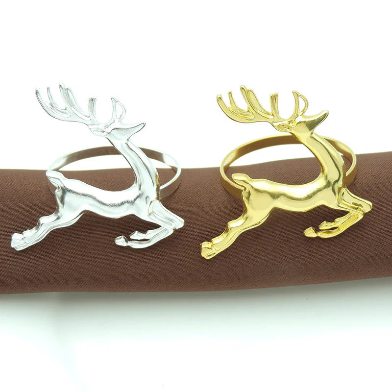 Wholesale Christmas Gold Deer Metal Napkin Rings