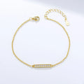 PIESHANG Wholesale Fashion Minimalist 925 Sterling Silver Gold Plated Cubic Zirconia Simple bar Chian Bracelet for Female Girl