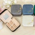 Wholesale Personalized Logo Travel Jewelry Storage Organizer Case Joyero De Viaje Custom Plush Velvet Jewelry Box With Mirror