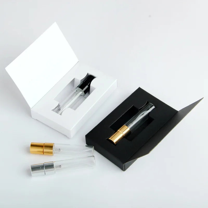 Custom Logo 5ml 3ml Mini Perfume Bottle with Box Packaging 10 ml Tube Cosmetic Travel Sample 5ml Spray Vial Perfume Box Packing