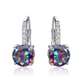 Fashion Colorful Nano Mystic Topaz Clip Earrings Round Shaped 925 Sterling Silver Huggie Earrings