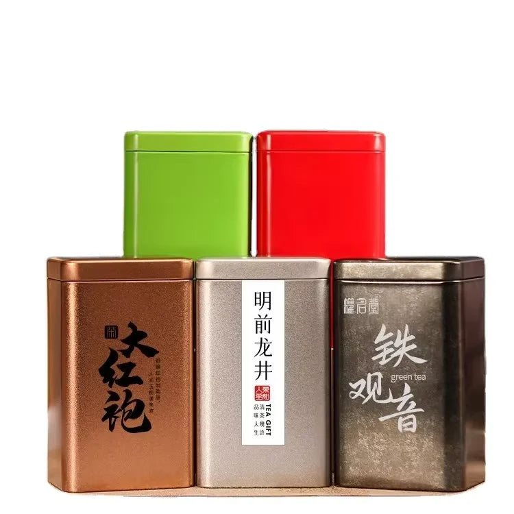 Customizable Empty Rectangular Tinplate Box Beverages 100ml Metal Can Packaging Black Plating Tea Includes Custom Logo Printing