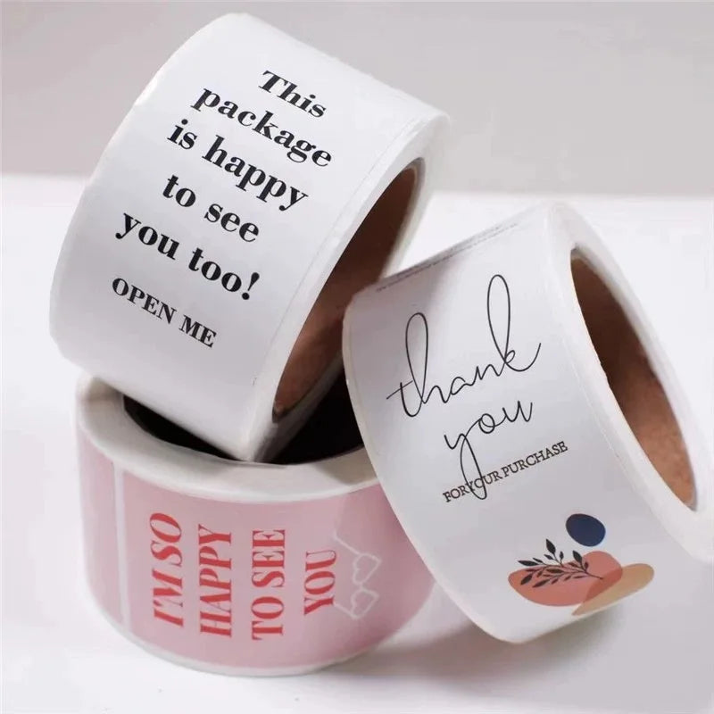 Custom  Thank You Sticker Die Cut Waterproof Adhesive Vinyl Stickers for Company Logo for Gift Wrapping and Packaging