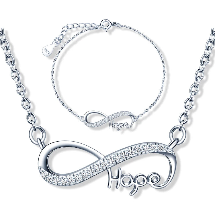 Unique Custom Faith Hope Love Infinity Jewelry Set 925 Silver