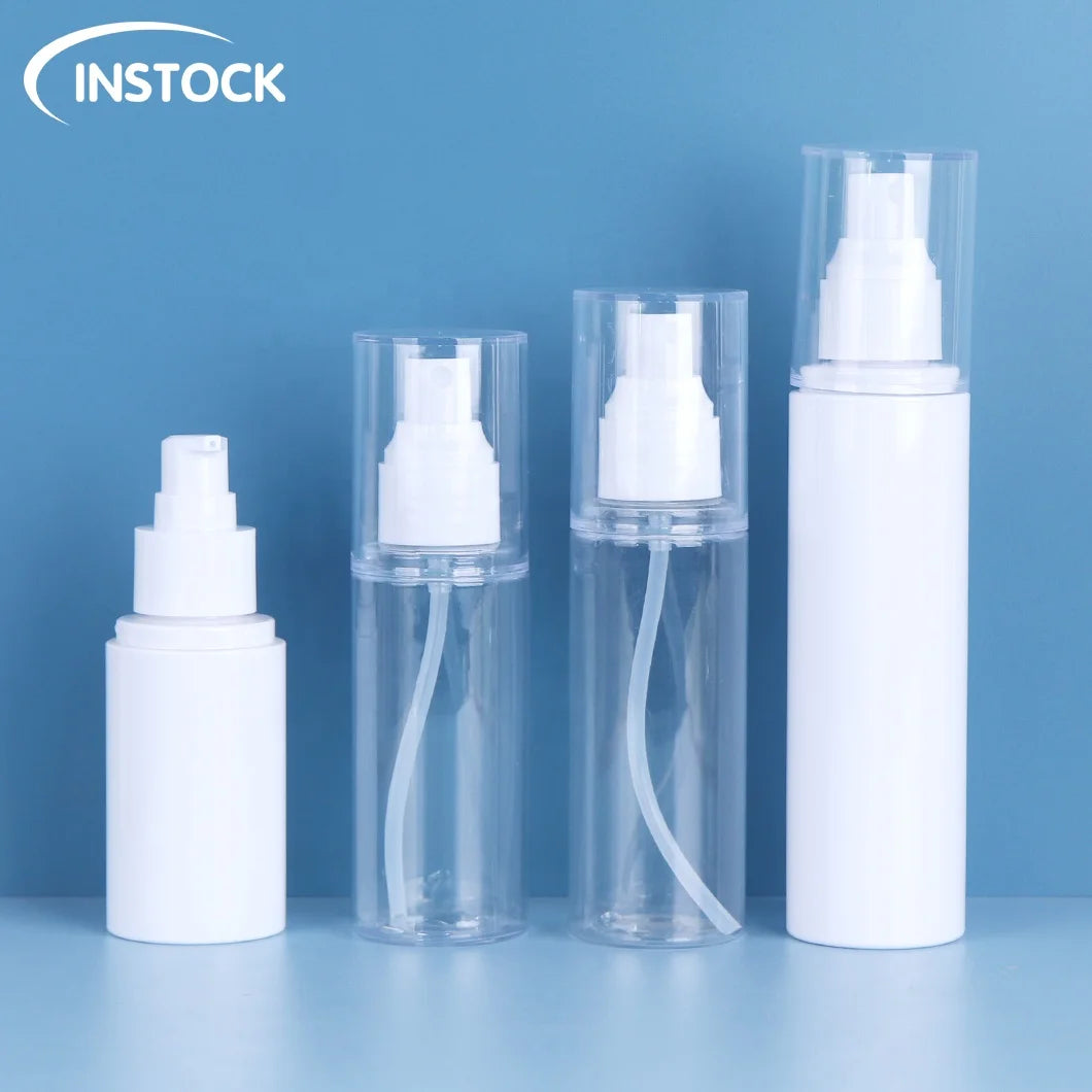 Cosmetic Packaging Bottles 80/100/120/150ml PET Plastic Toner for Essence for Essence with Spray Lotion Pump for Shampoo