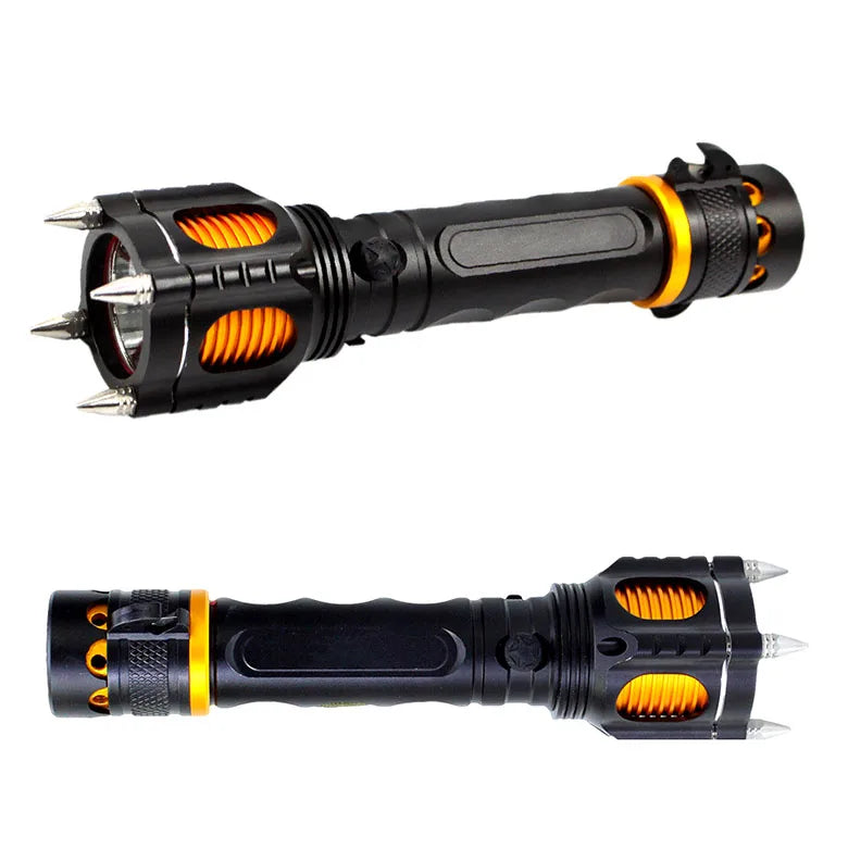 Hot Sell High Power Manufacturer Self Defense 2 Switch 5 Modes Audible Alarm Tactical T6 LED Flashlight With Attack Head