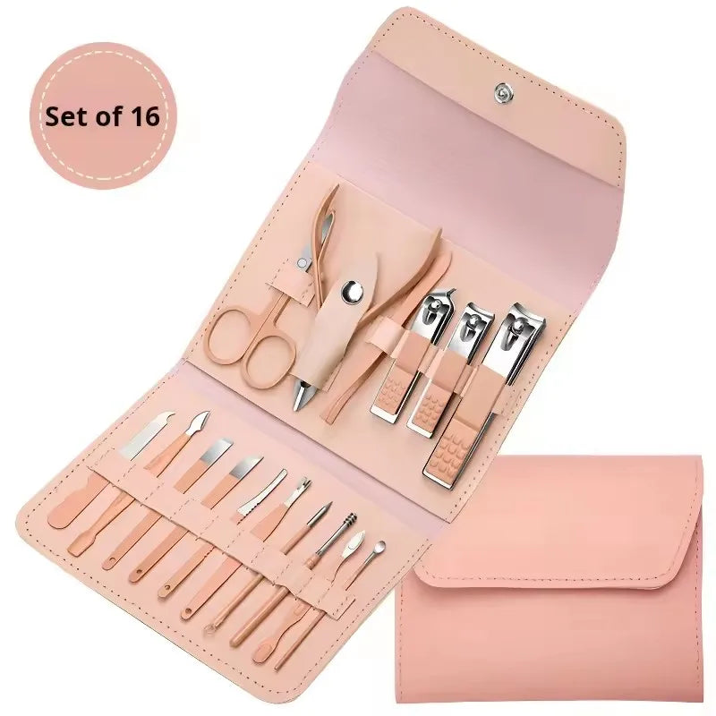 Wholesale Luxurious Stainless Steel Professional Manicure & Pedicure Nail Clipper Tools Gift Set Leather Case Durable Portable
