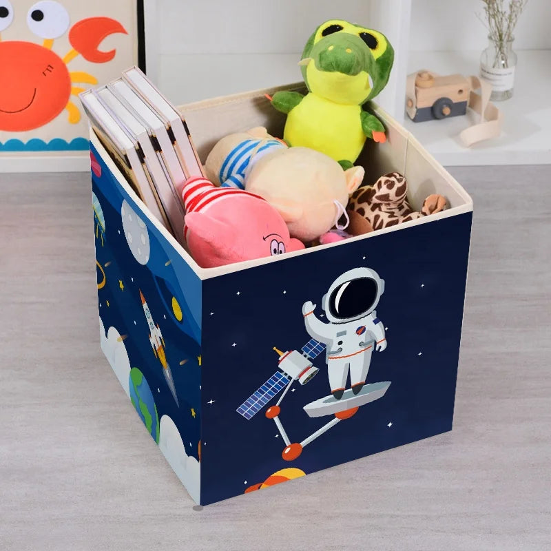 Foldable Fabric Organizer Bin Collapsible Closet Systems Large Printed Storage Container Cube Kids Toys Storage Baskets
