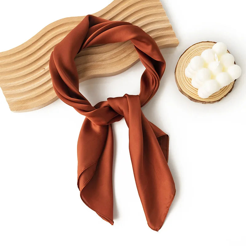 Solid Elegant Plain Pattern Scarf Autumn Simple Light Luxury Style Versatile Thin Small Square Scarf Fashion Commuter Scarves