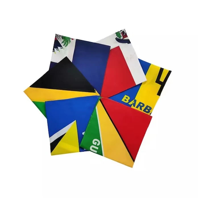 Fast Shipping 100% Cotton Full Color 55x55cm Custom Printed Logo Head Square Caribbean Country Flag Bandanas