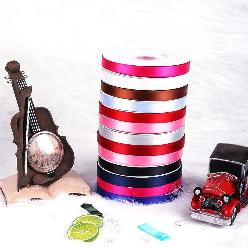 Factory 100% Polyester Satin  Ribbon Single Face Style Black Colors Double Faced Smooth Design Gift Ribbon