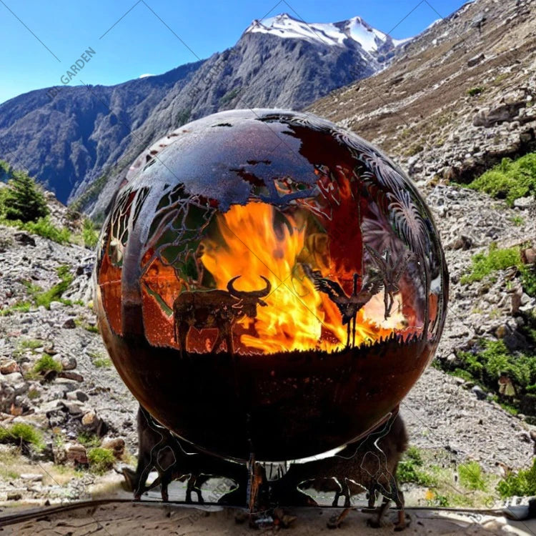 Outdoor Fire Pit with Balls Handmade Corten Steel Fire Pit Balls