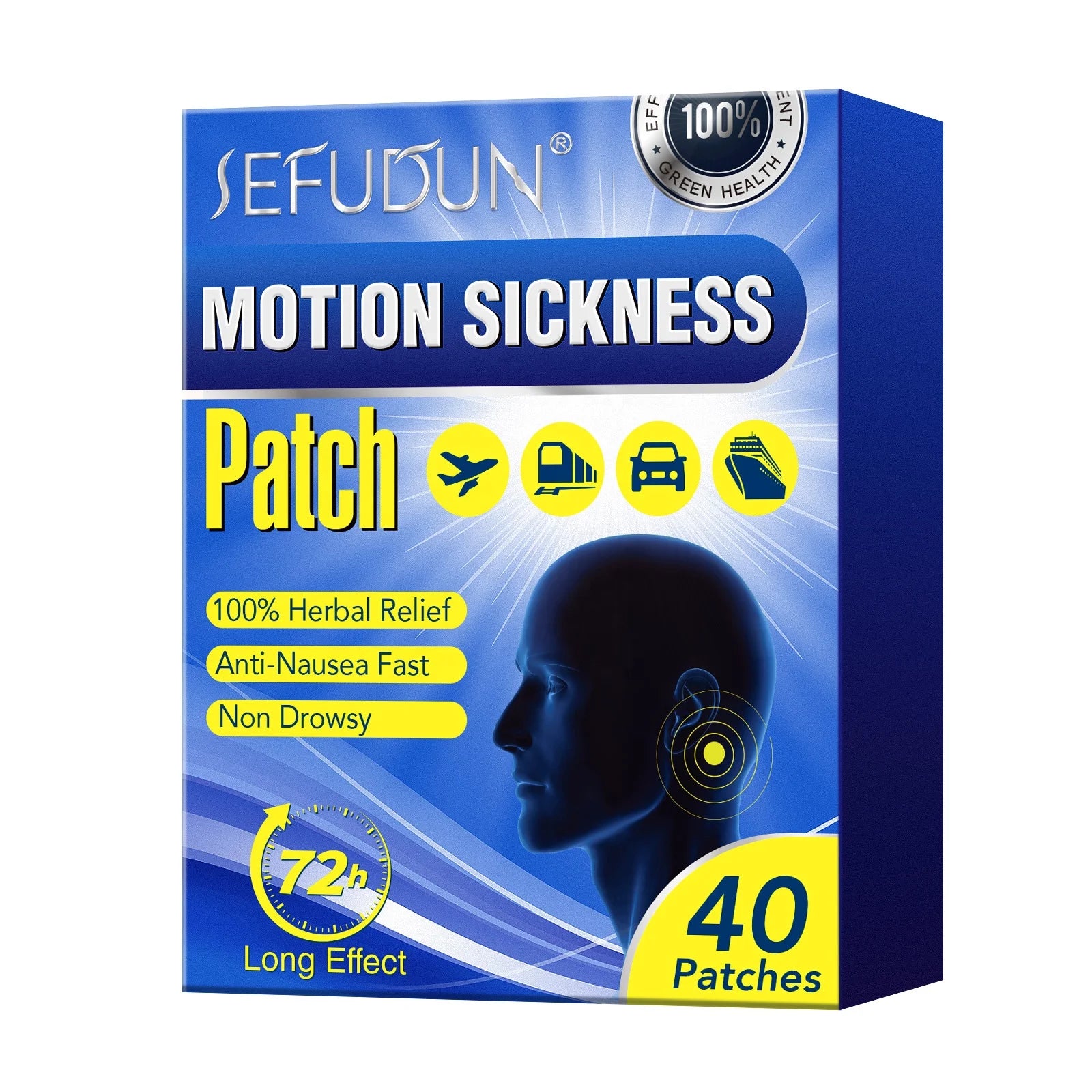 SEFUDUN  Healthy Long Effect Fast-acting Non Drowsy Easy Relief Anti Motion Sickness Sticker Motion Sickness Patch