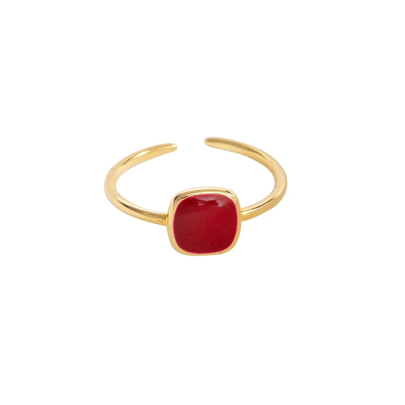 Fashion Women square Retro Enamel Ring