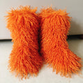 2023 Ladies Girls Brown Color Fuzzy Fur Boot Custom Fluffy Adult Long Faux Mongolia Furry Ankle Winter Snow Women Fake Fur Boots