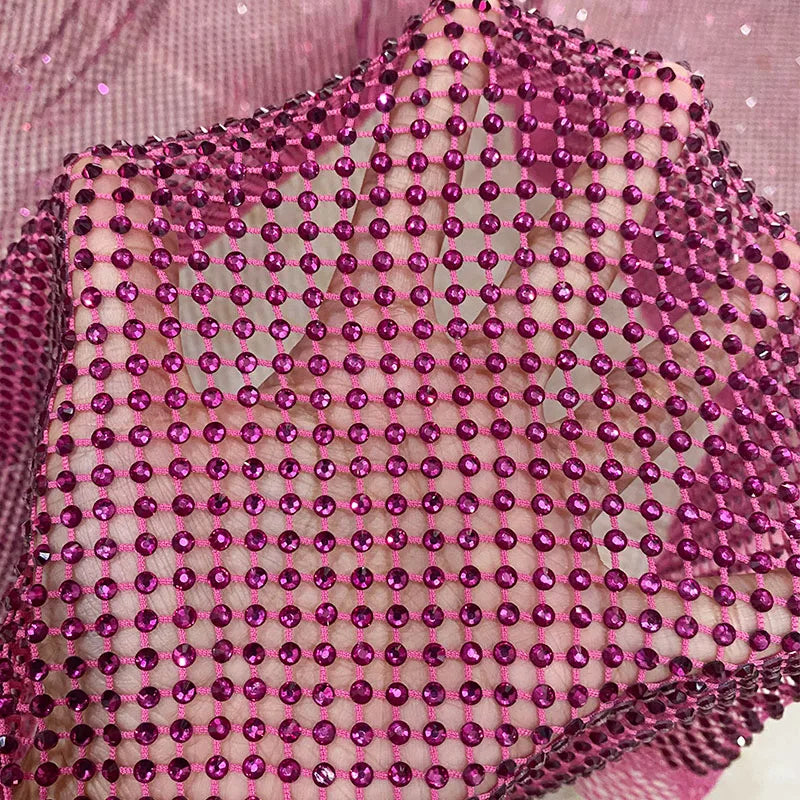 1.5*1 Meter Crystal Embellished Fabrics Rhinestone Net Mesh Trimming Fabric for Dresses
