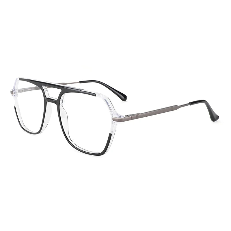 New Fashion Man Acetate Metal Double Bridge Eyeglasses Frames Vintage Thin Blue Light Blocking Glasses Retro Eyewear