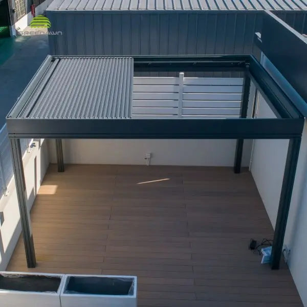Modern Garden Outdoor Waterproof Retractable Pergola Bioclimatic Motorized Folded Louvered Roof Pergola