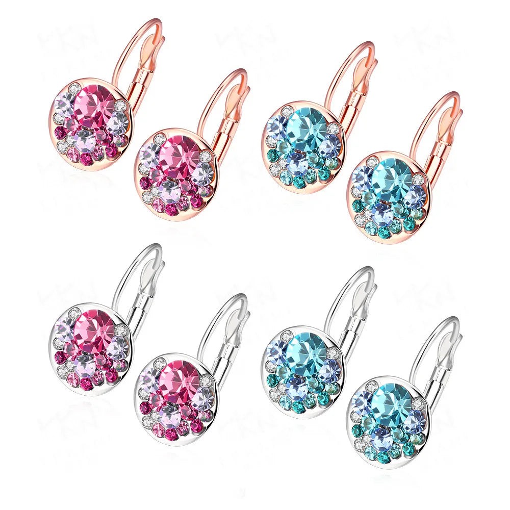 AK046 Top Quality Fashion Cubic Zircon Earrings Round Shape Women Earrings