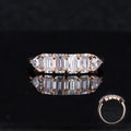 14K Rose Gold Emerald and Triangle Cut Vvs Clarity D Color 6 Stones Moissanite Diamonds Wedding Band