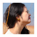 INS Vintage Minimalist Stainless Steel Small Square Metal Three-dimensional Hollow Hoop Earrings for Girls Waterproof