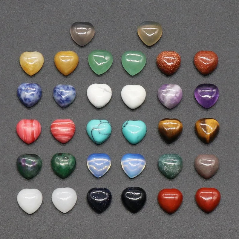 10mm Small Heart Bare Stone Ring Face Natural Crystal Heart Flatback for DIY Ring Jewelry Making