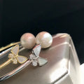 B157 11-12mm 925 Sterling Silver Gold Plated Wholesale Freshwater Pearl Charm Bracelet Mounting Fancy Jewelry for Women