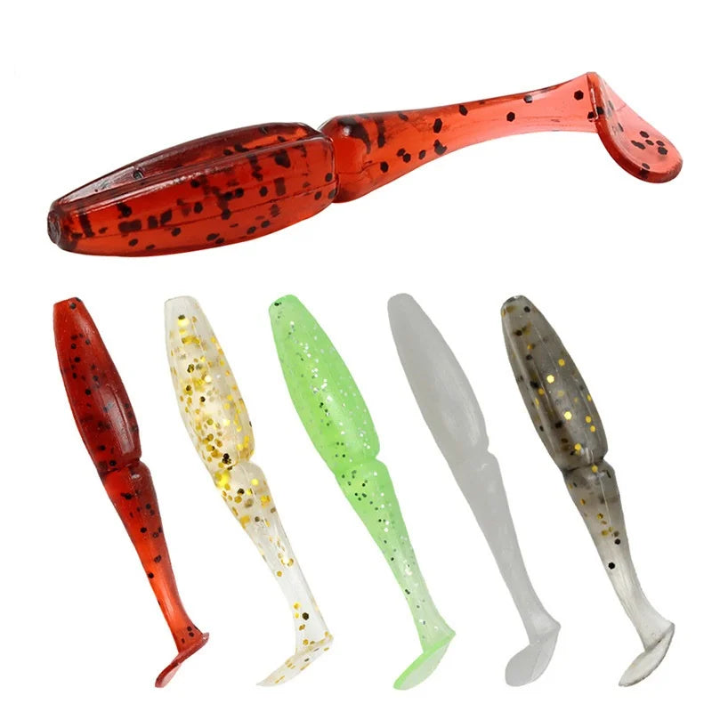 10pcs/bag T Tail Soft Lure 60mm 1.4g Worm Bait Plastic Soft Artificial Fishing Lure Trolling Soft Plastic Lures
