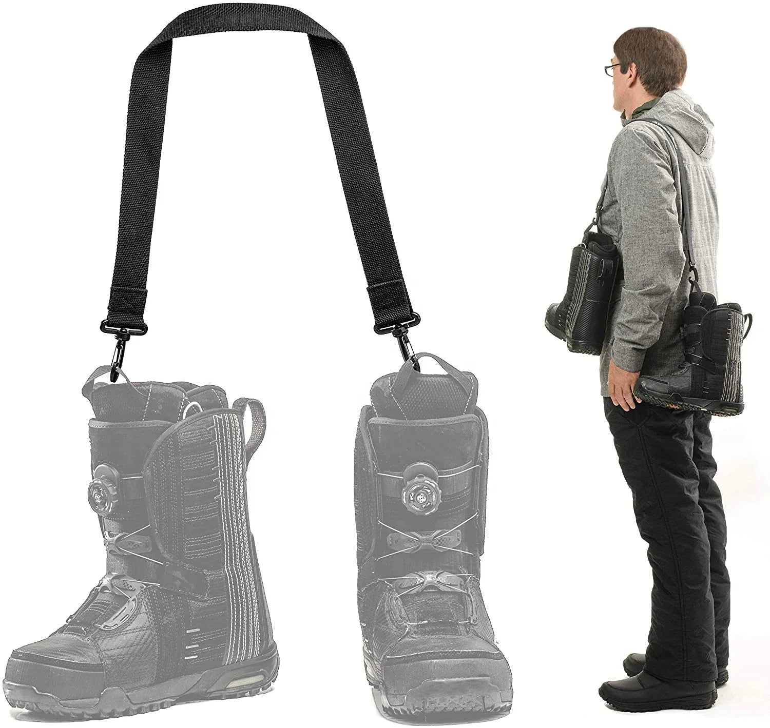 2024 Perfect Ski Snow Winter Gear Accessory Ski Boots Carrier Strap Snowboard Boot Shoulder Sling Leash Roller Skate Leash
