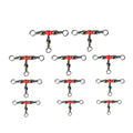 100Pcs/lot 3 Way Barrel Swivel Ring Fishhook Lure Line Connector with Beads Swivel Snap Hook Fishing Accessory
