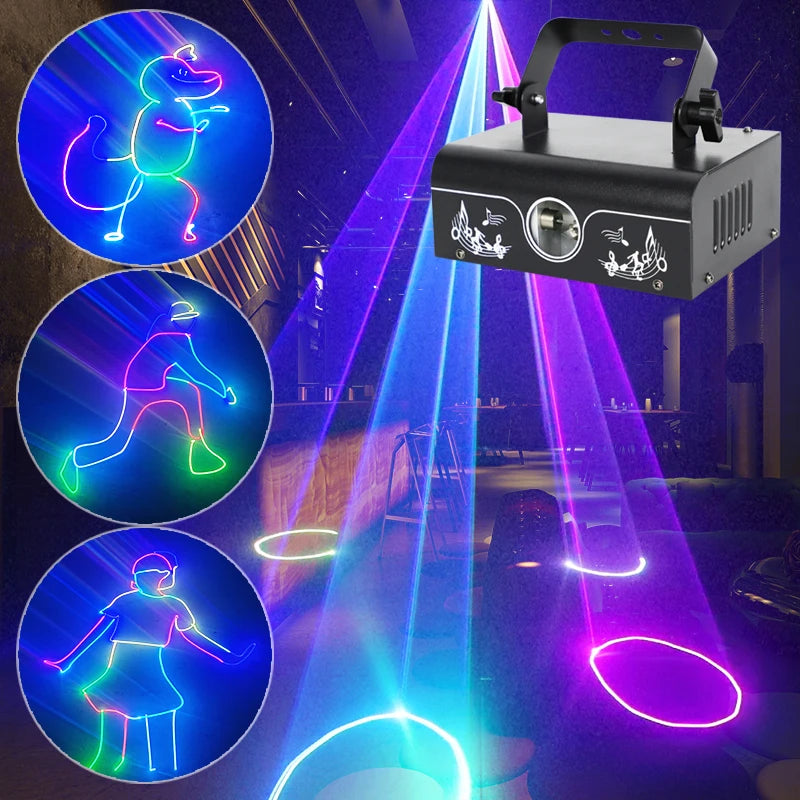 RGB Laser Beam Lines Animation 18W Power DMX Dance Bar Christmas Show Projectors Stage Disco Light DJ Party Pattern Projectors