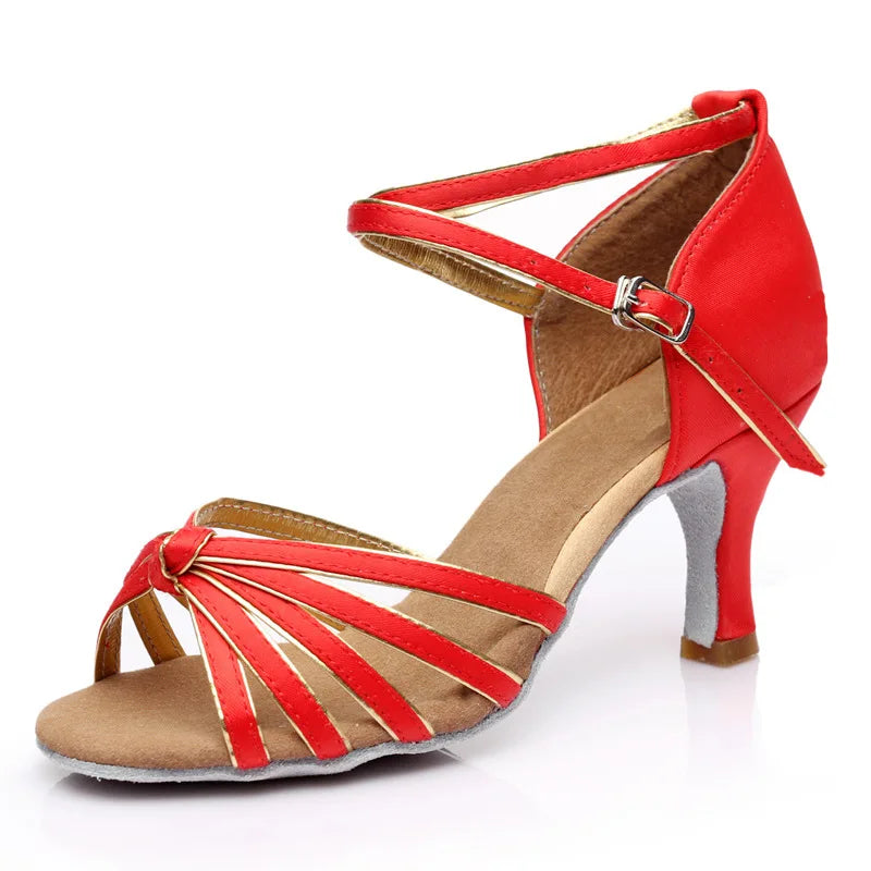 Wholesale Soft Bottom Satin Latin Dance Shoes With High Heels Manufacturer