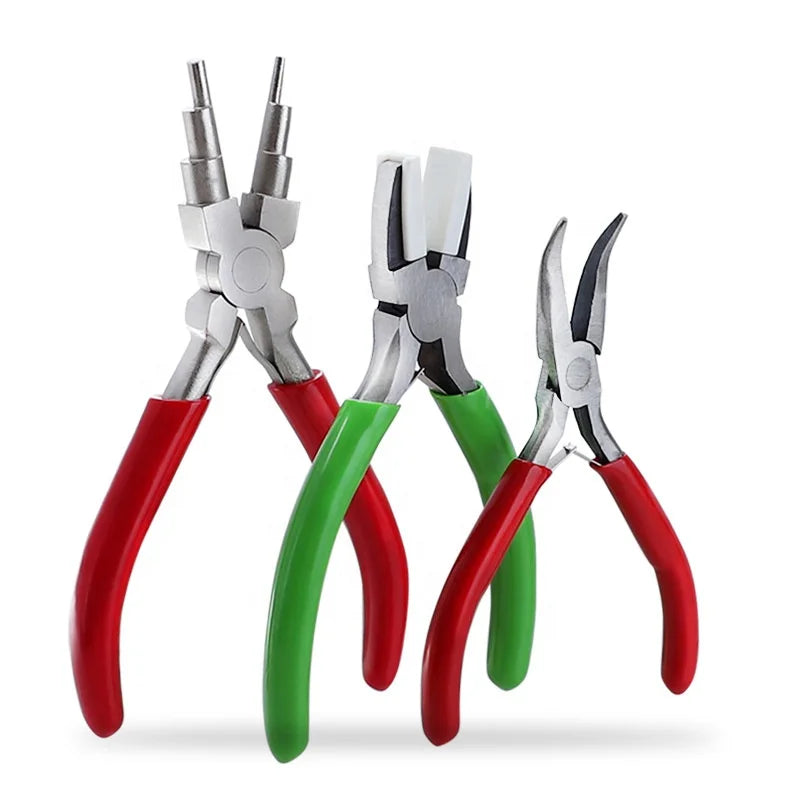 MaxTool 838 Metric OEM High-Carbon Steel Mini Jewelry Pliers Set with Soft Grip Handle 8-in-1 DIY Flat Nose Pliers
