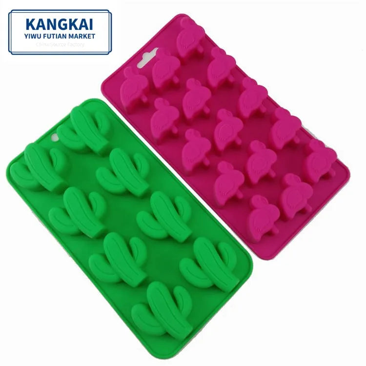 Wholesale Hot Sale Heat-Resistance Carton Coconut Palm Shape Silicon Chocolate Bar Moulds Flamingo Shape Mould Candy Mold