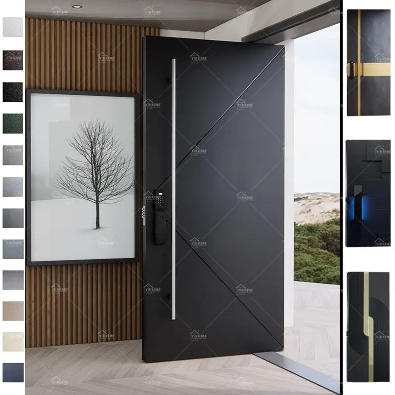 American Modern Luxury Hotel Villa House Pivot Aluminium Doors Security Soundproof External Front Door