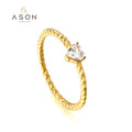 Ason Fashion Designer Wedding Diamond Engagement Ring Women Stainless Steel 18k Gold Plated Zirconia love Heart Rings Jewelry