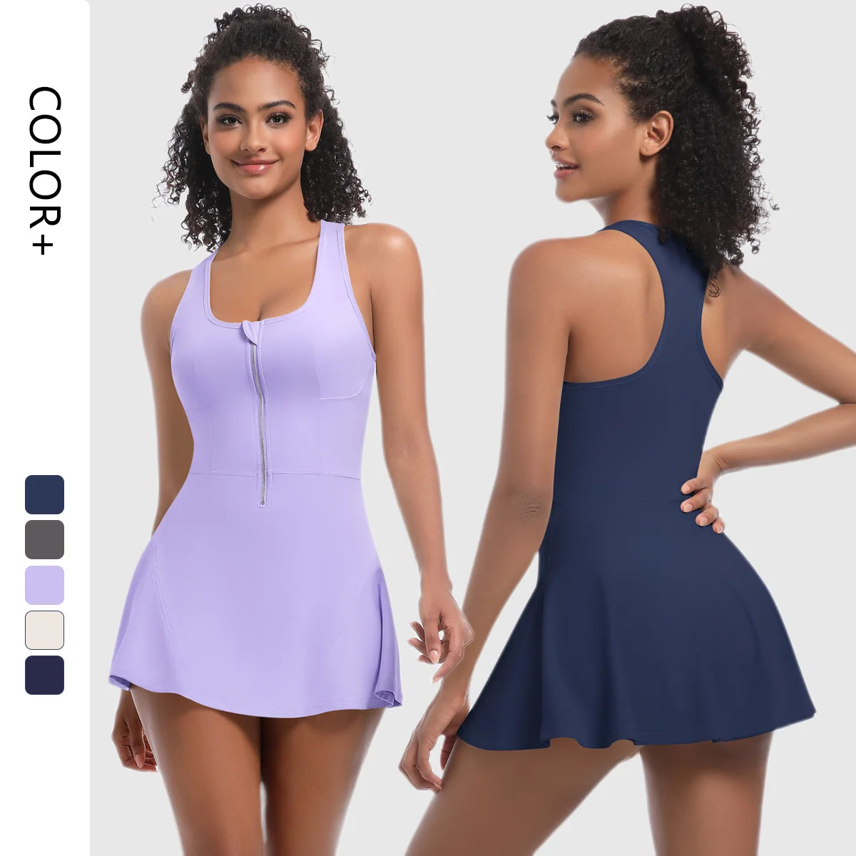 Gym Fitness Sets Zipper Summer Dress Ladies Skirt Beach Tennis Set Uniform Womens Sets Golf Tennis Wear
