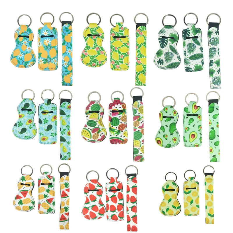 Fruit Keychain Set Protective Cases Wristlet Lanyard for Girls Women