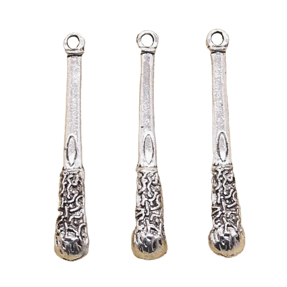 Charms Baseball Bat Stick Baton Pestle 37x6mm Tibetan Silver Color Pendants Antique Jewelry Making DIY Handmade Craft