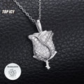 Moissanite 925 Sterling Silver Rose Pendant Iced Out Moissanite Pendant Pass Diamond Tester Silver Necklace  Women Jewelry
