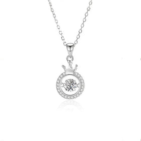 GN58 Wholesale Luxury Jewelry 925 Sterling Silver 0.5CT Moissanite Crown Pendant Necklace Fashion Wedding Fine Jewelry for Women