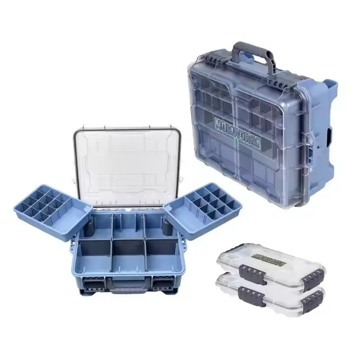 Waterproof Portable Tackle Box with Trays Large Capacity Multifunctional Plastic Fishing Storage Bag