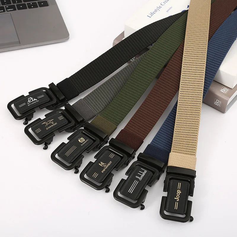 LQbelt Men's Canvas Belt Iron Buckle Belts No Ratchet Belt for Men Polyester Outdoor Wholesale Factory