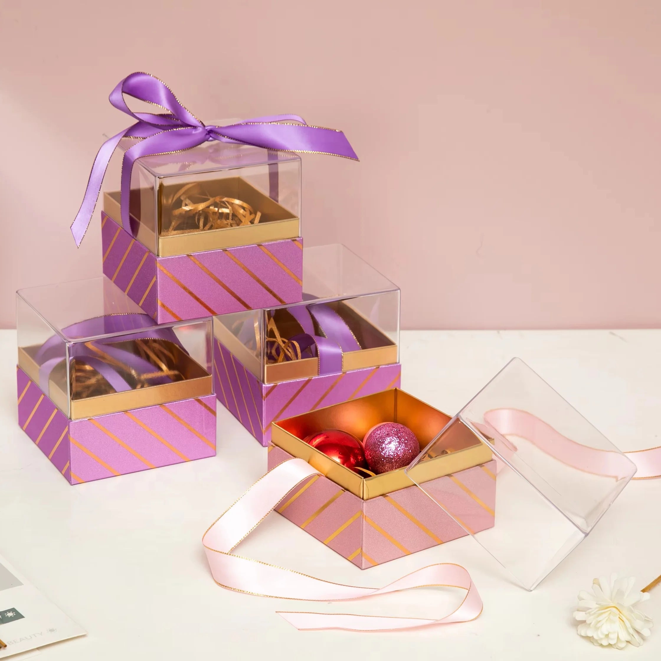 Stock (custom Accepted) High-grade Acrylic Lid square Jewelry Box Candy Box Gift Box Packaging with Ribbon