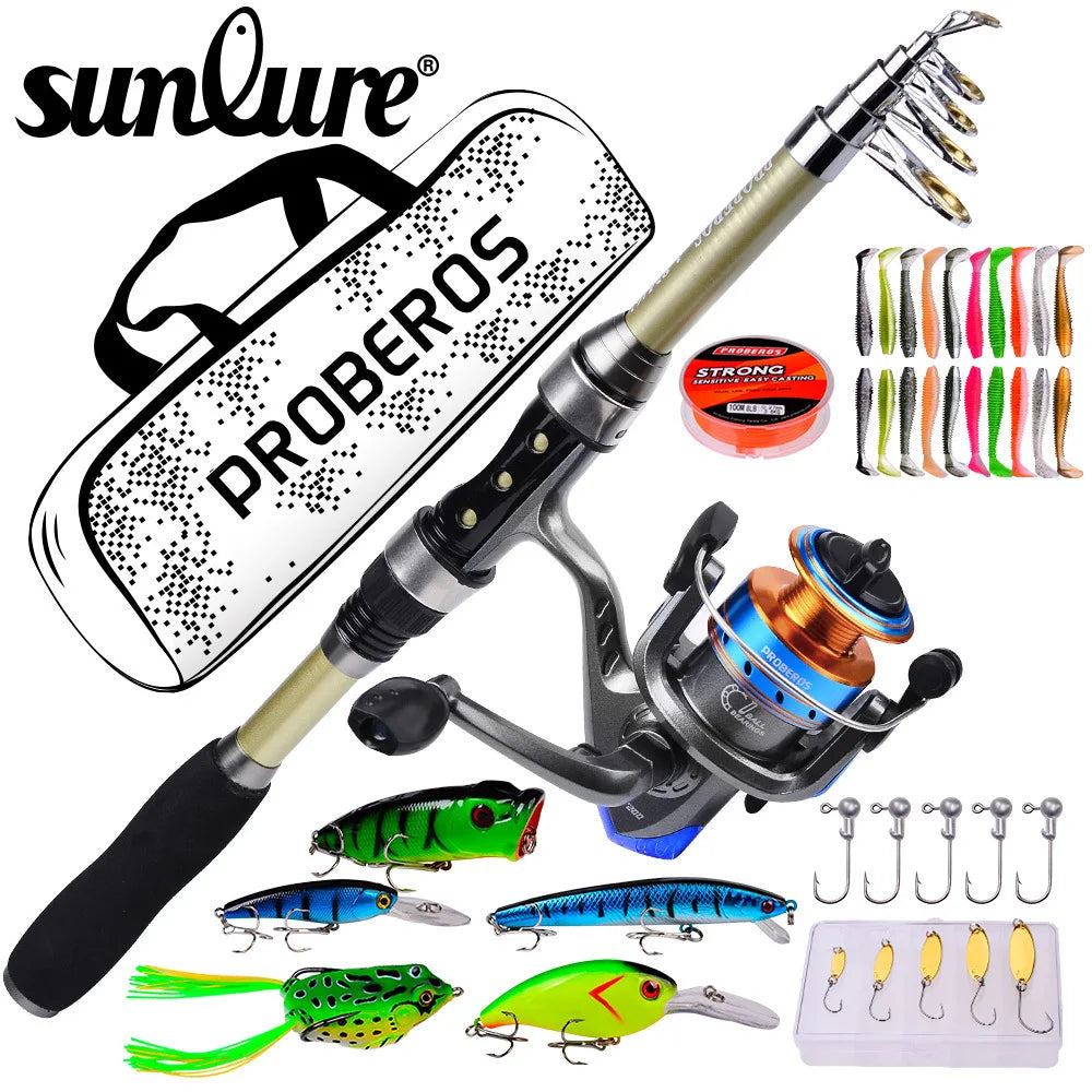 Outdoor Mini 1.8m Carbon Full Fishing Rod Reel Combo Set for Streaming and River Pesca Spinning Fishing