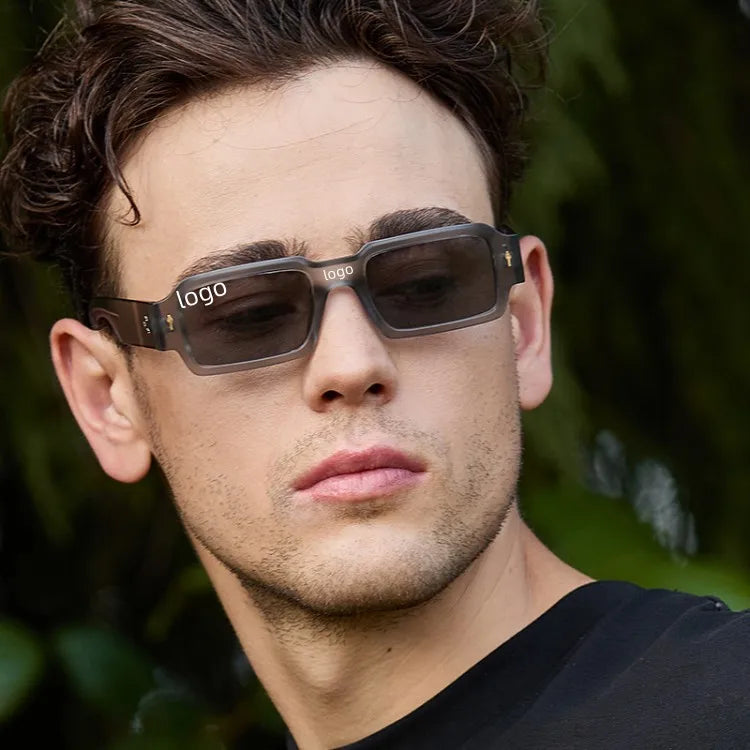 Hip Hop Irregular Rice Nail Shade Personality Narrow Frame Small Square Rectangle Thick Male Narrow Sunglasses Gafas De Sol